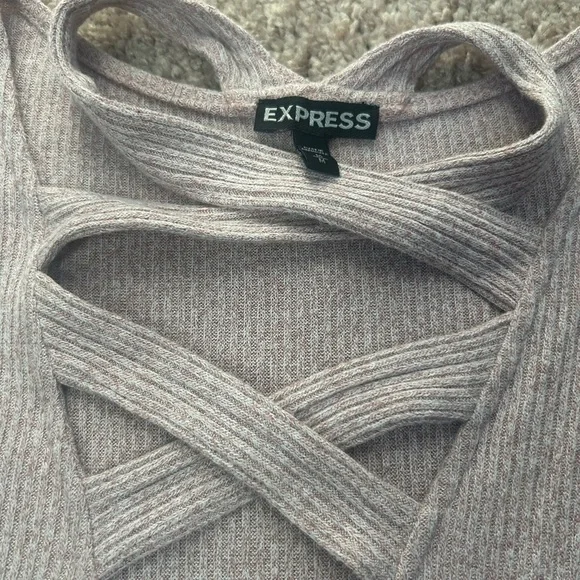 Express Pink Crisscross Ribbed Sleeveless Bodysuit - Picture 4 of 7